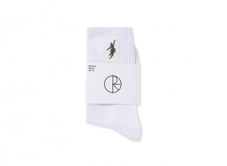 Polar Skate Co Rib Socks No Comply White / Army Green