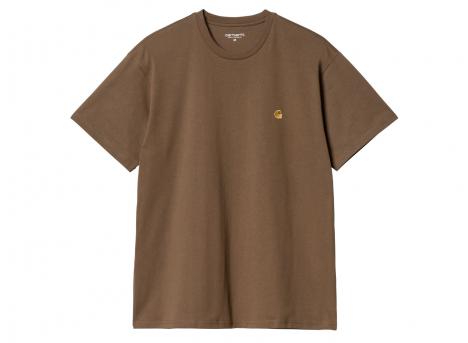 Carhartt Chase Tshirt Chocolate / Gold I026391