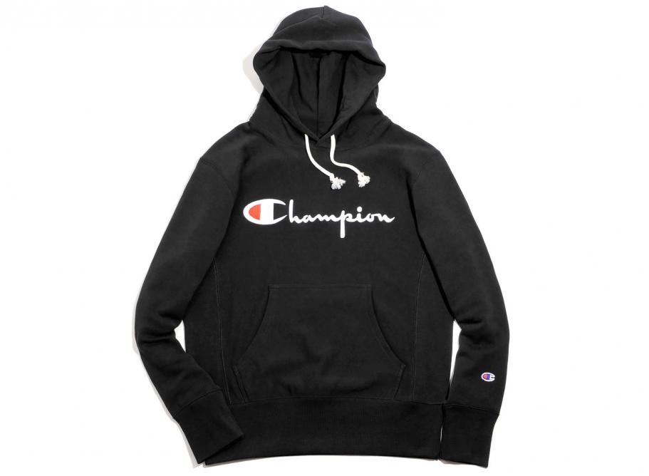 champion script hoodie black