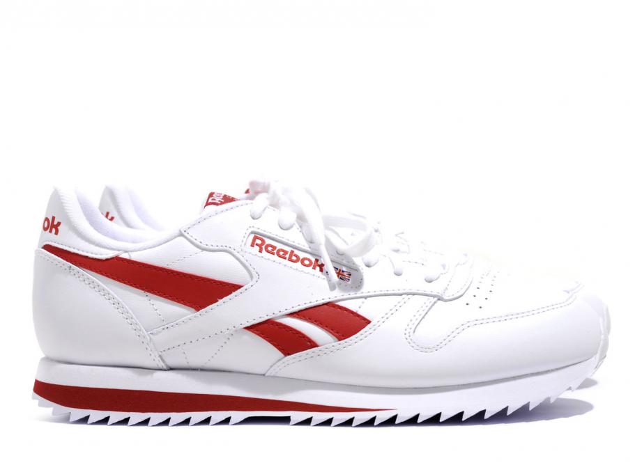white and red reebok classics