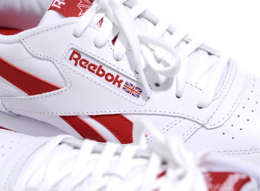 white and red reebok classics