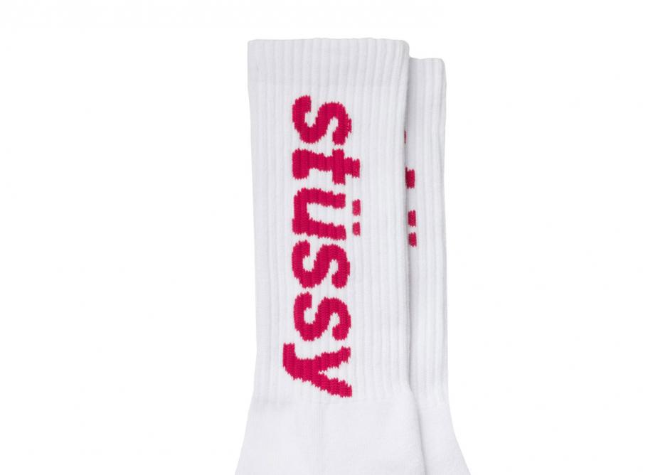 Stussy Helvetica Jacquard Crew Socks Hot Pink / Novoid Plus