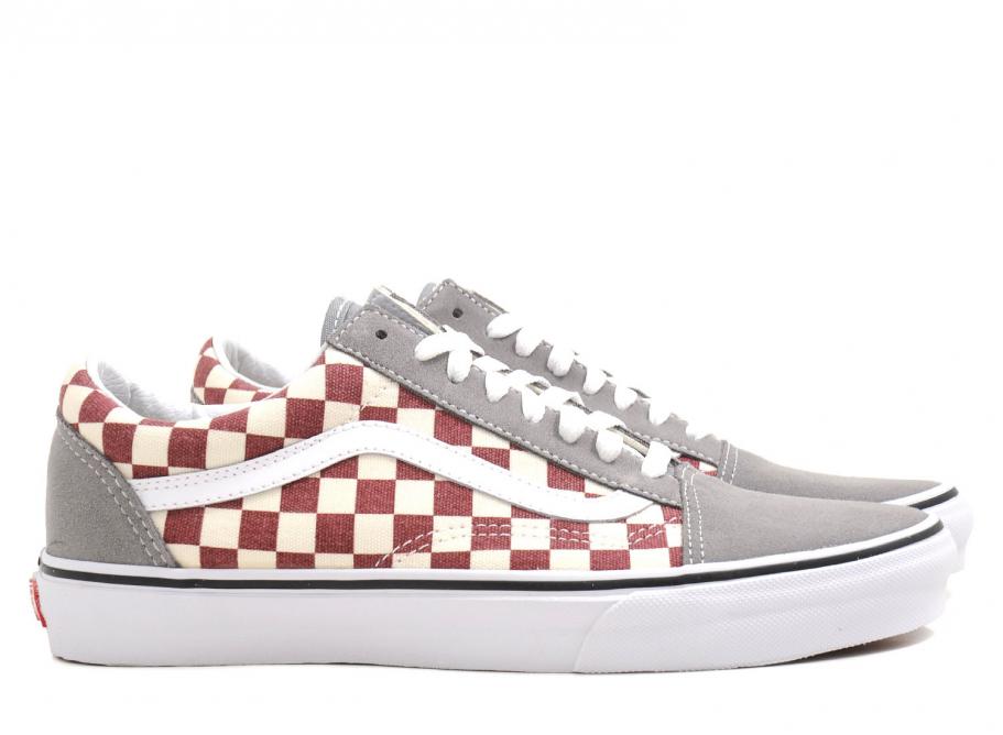 red and grey checkered vans